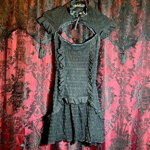 Lip Service, gothic lace corset mini dress. P